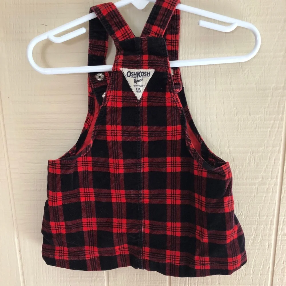 OshKosh B’Gosh buffalo plaid overalls skirt 9M